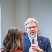 Interim dean, Mark Schaub, thanks Emily Zeliasko for her presentation